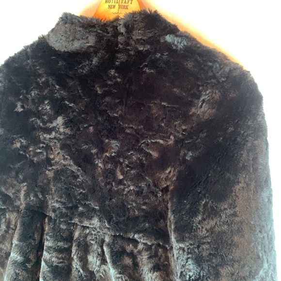 Elevenses Jacket Women 6 Black Anthropologie Faux Fur Bomber Overcoat Lined - Picture 11 of 14